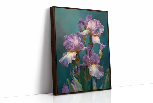 Soft Irises in Teal Light