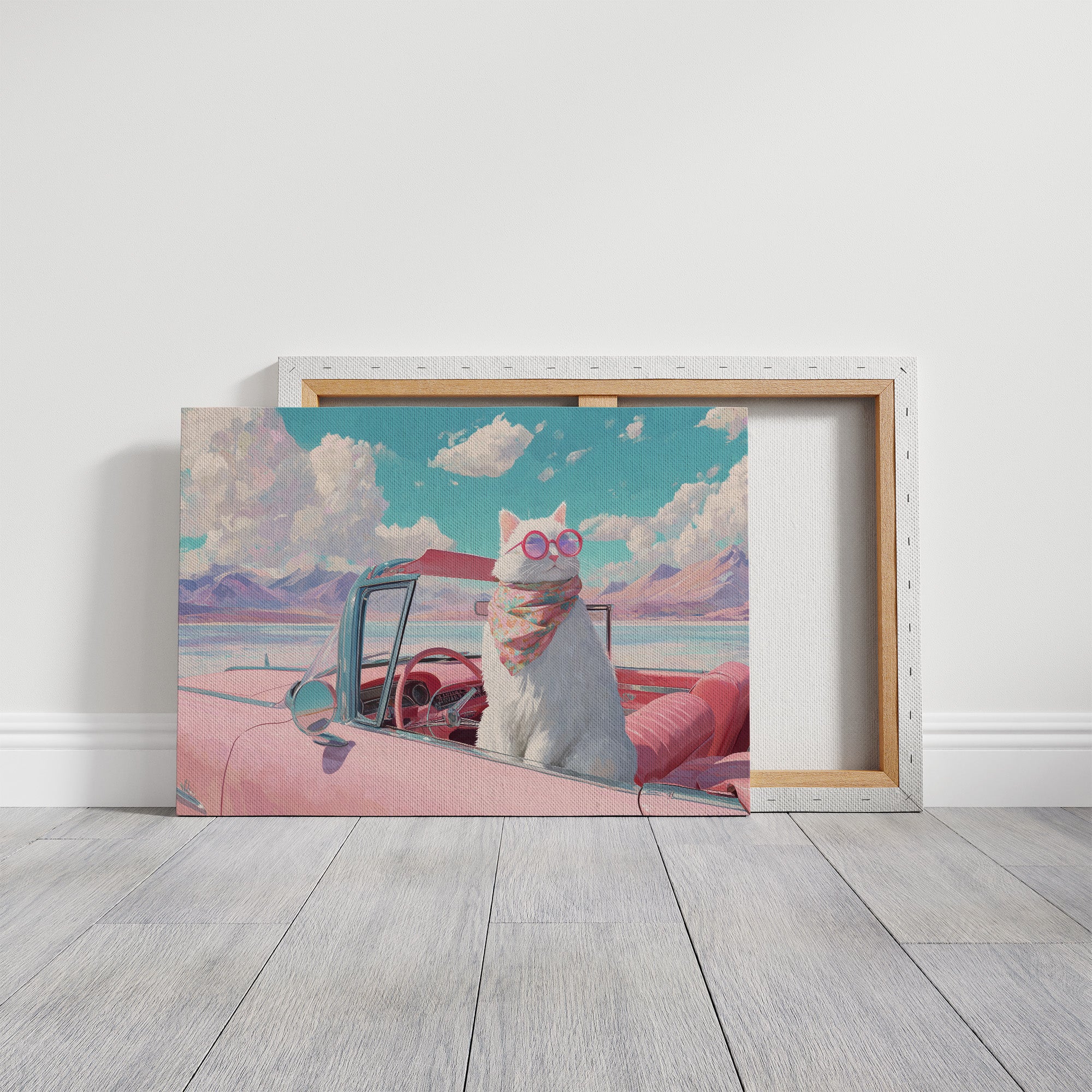 Desert Drive With Pink Skies