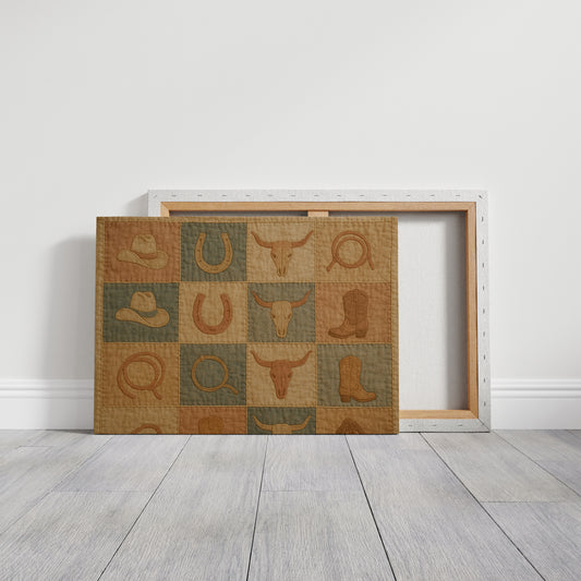 Western Icons Patchwork Quilt Print