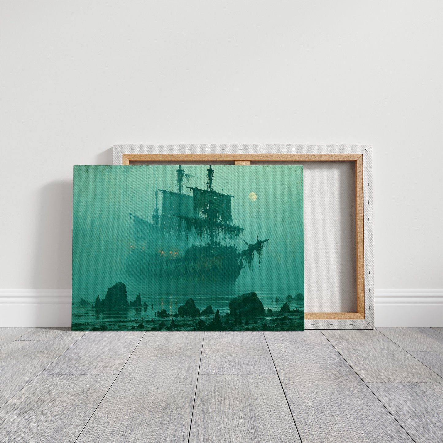 Ghost Ship Under Full Moon