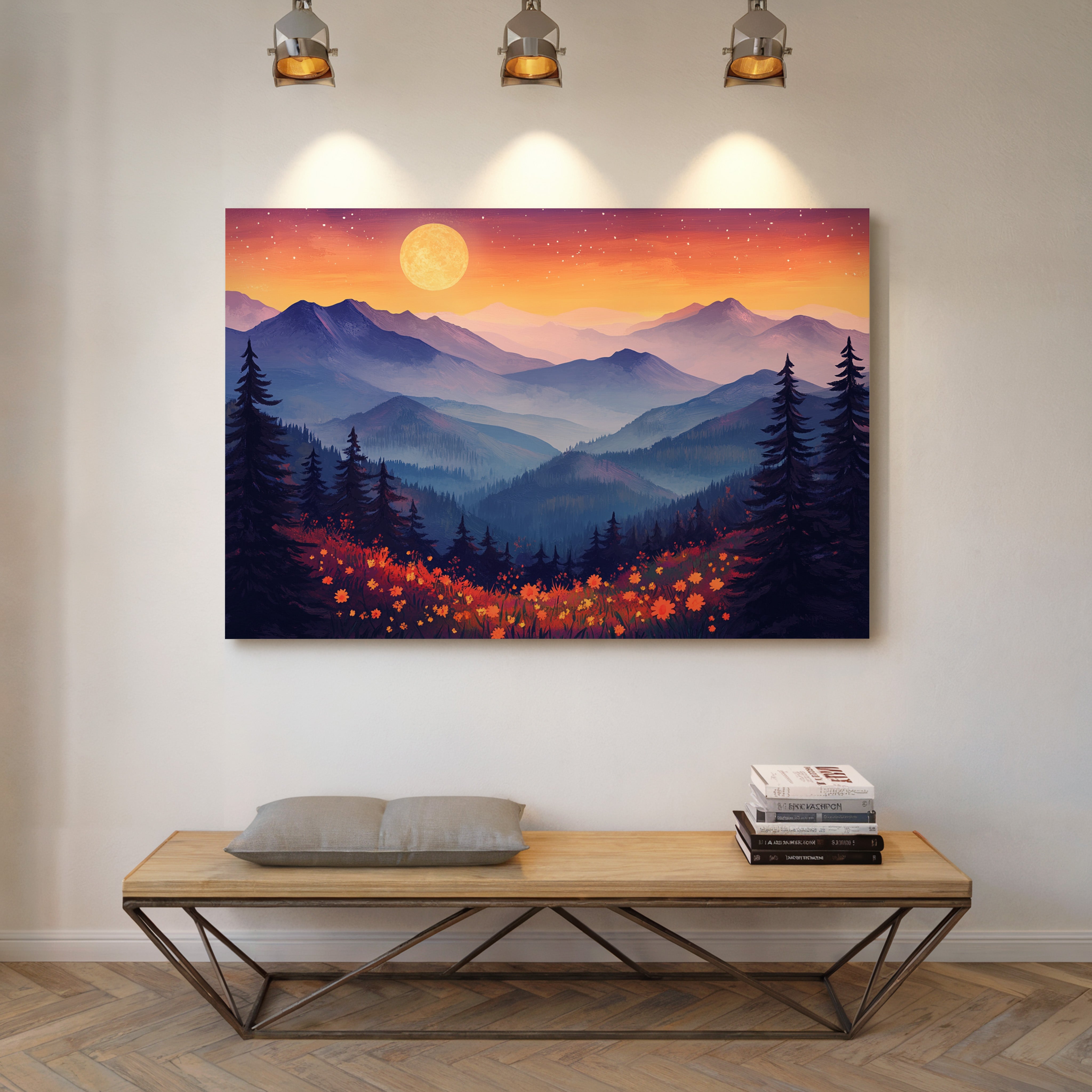 Moonlit Meadows Paint Mountain Dreams