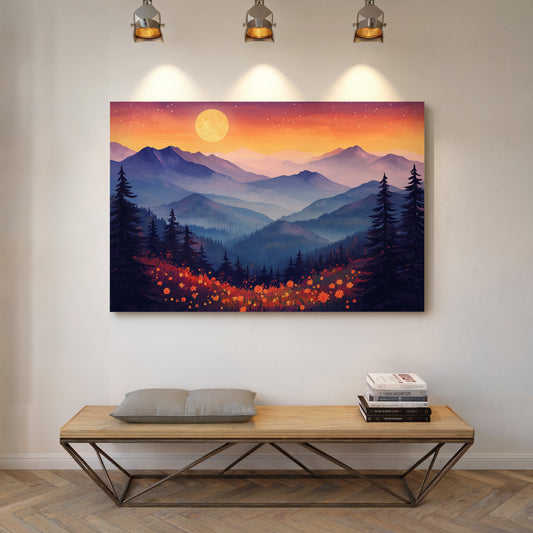 Moonlit Meadows Paint Mountain Dreams