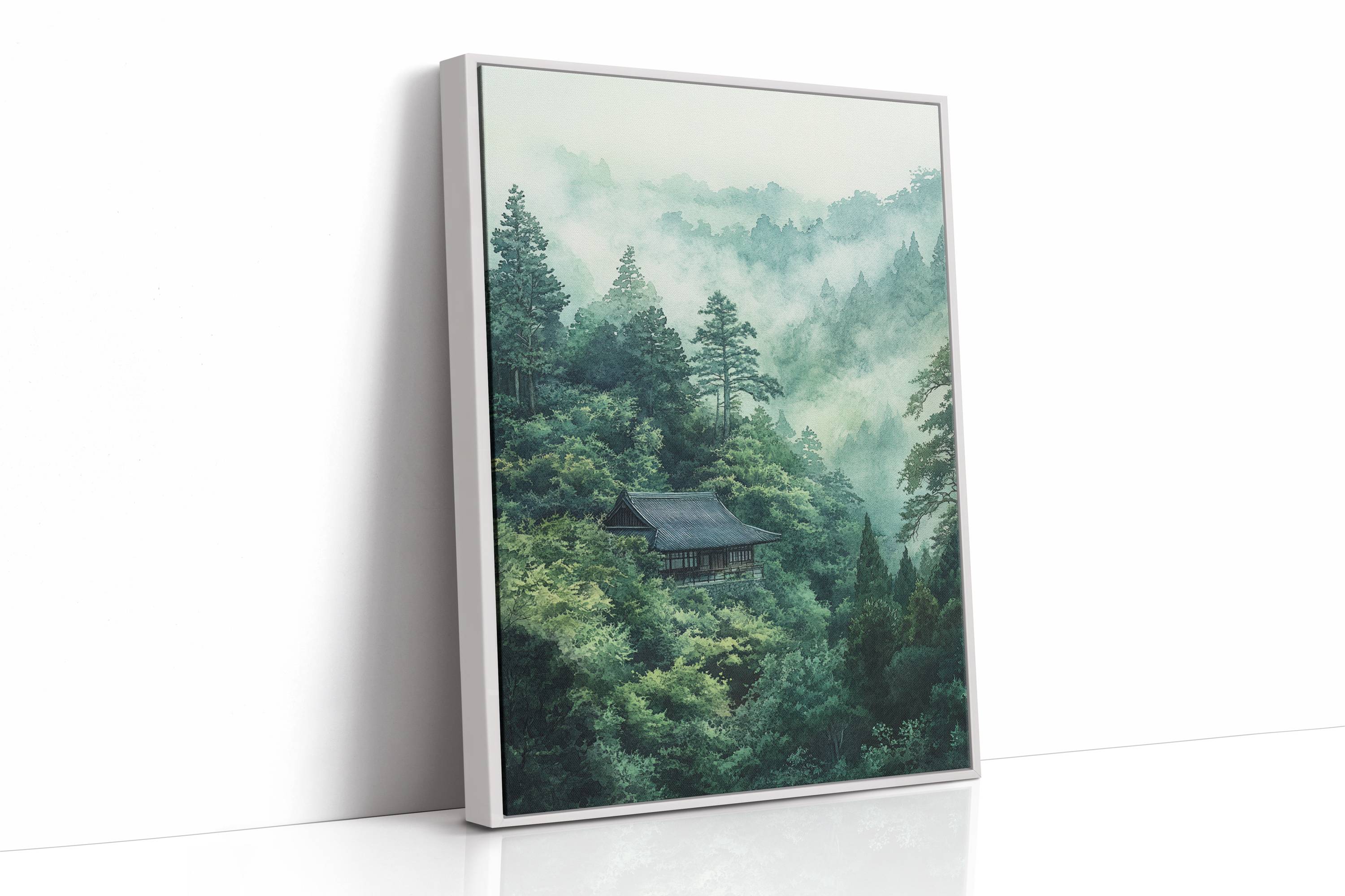 Mountain Temple Rests In Emerald Mist