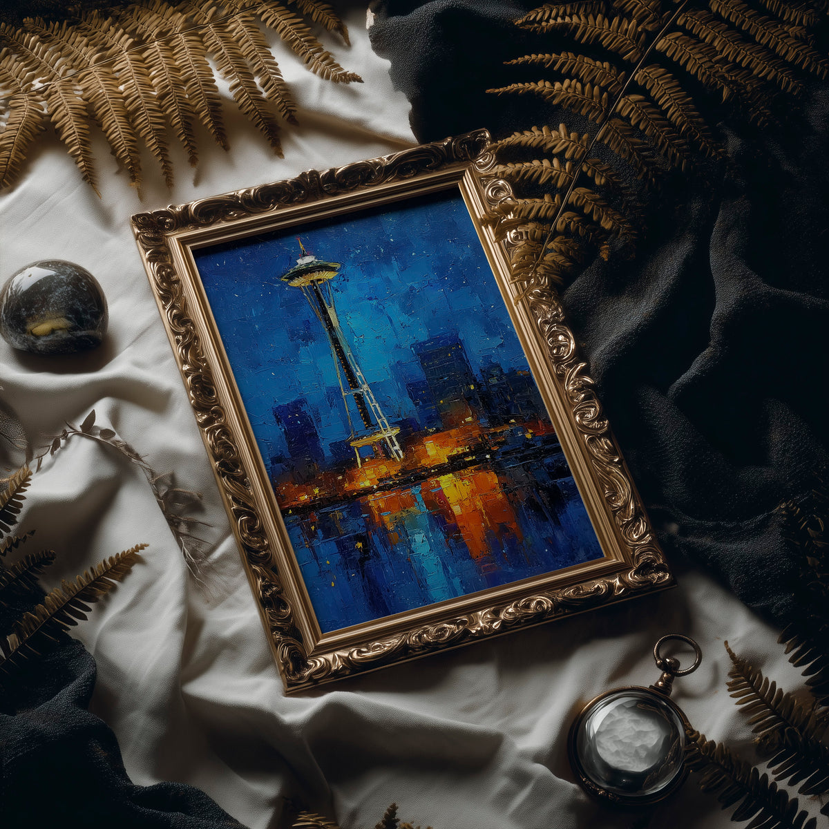 Seattle Burning Blue at Midnight