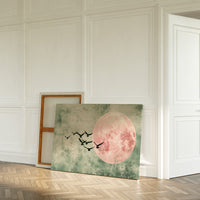 Pink Moon Wall Art – Minimalist Birds in Flight Print