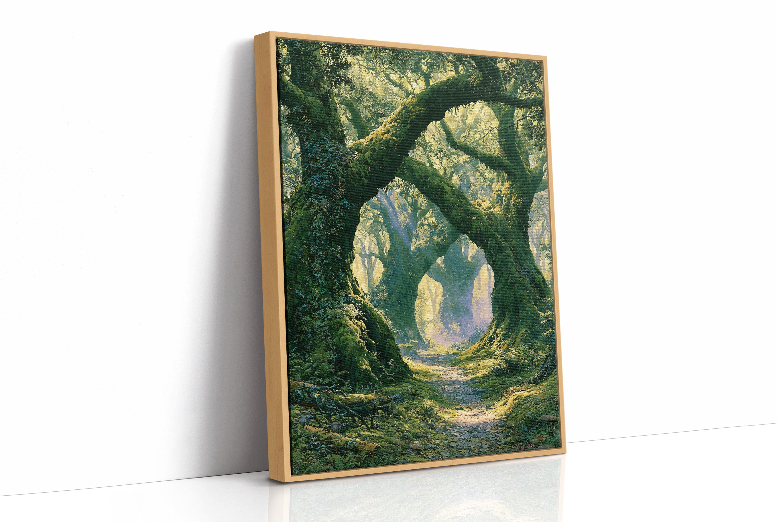 The Mossy Archway — Lavender Mist Forest Path Painting