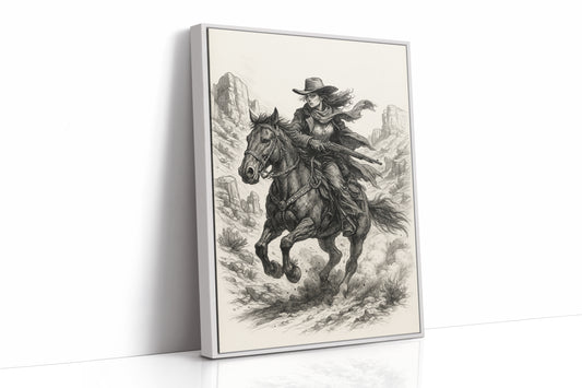 Grit & Dust – Cowgirl Outlaw Western Sketch Print