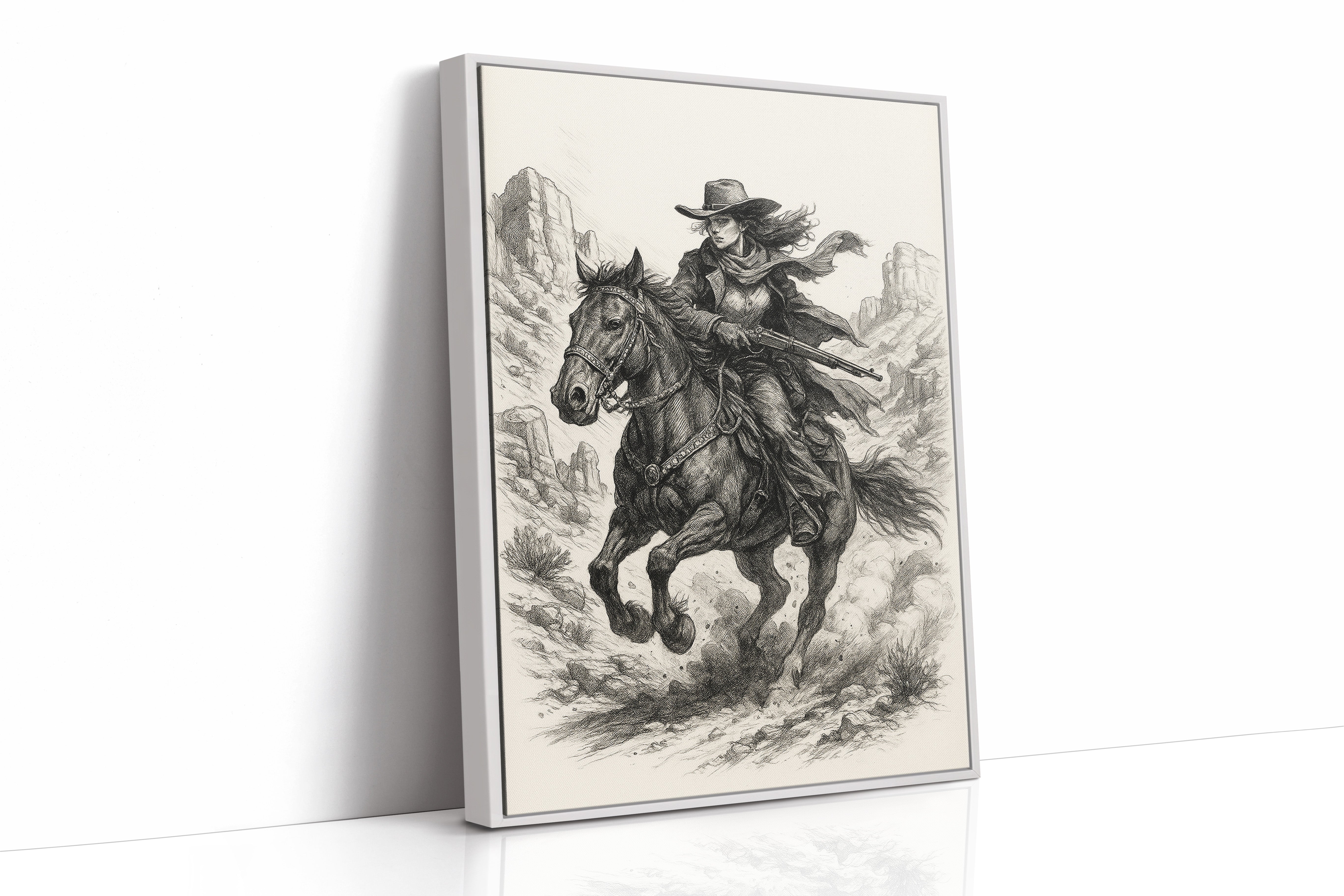 Grit & Dust – Cowgirl Outlaw Western Sketch Print