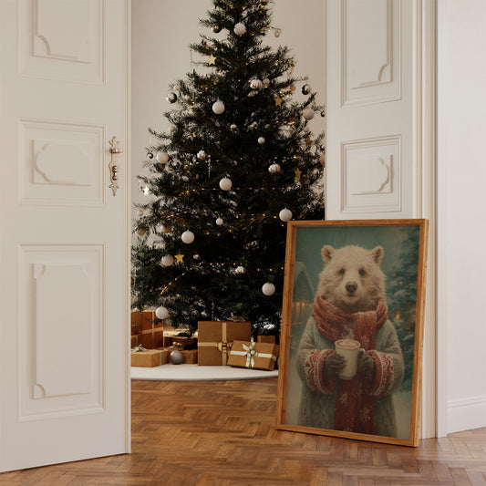 Winter Bear Savors Cozy Cocoa Moments