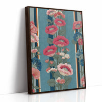 Hot Pink Blooms on Faded Blue