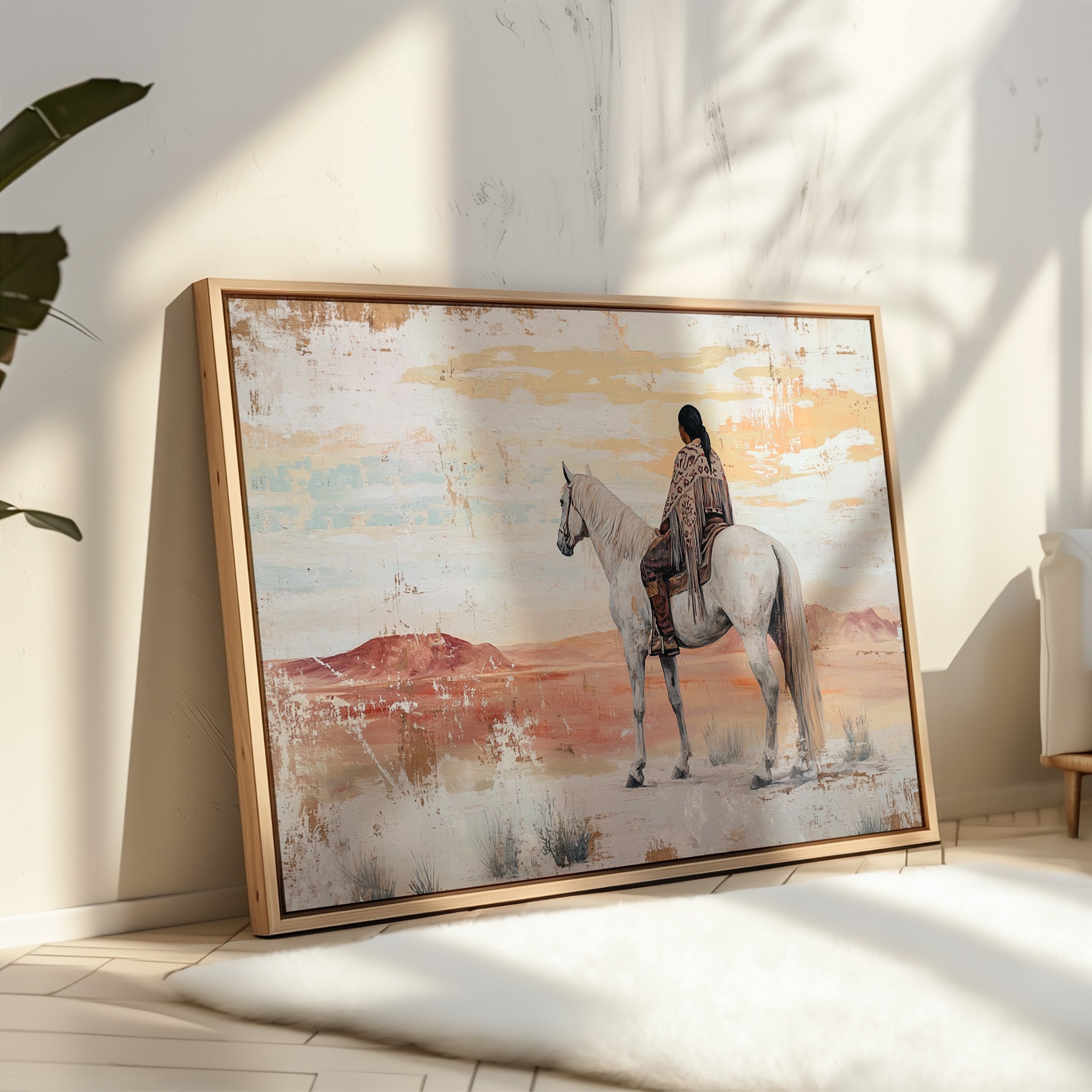 Desert Watcher on White Horse