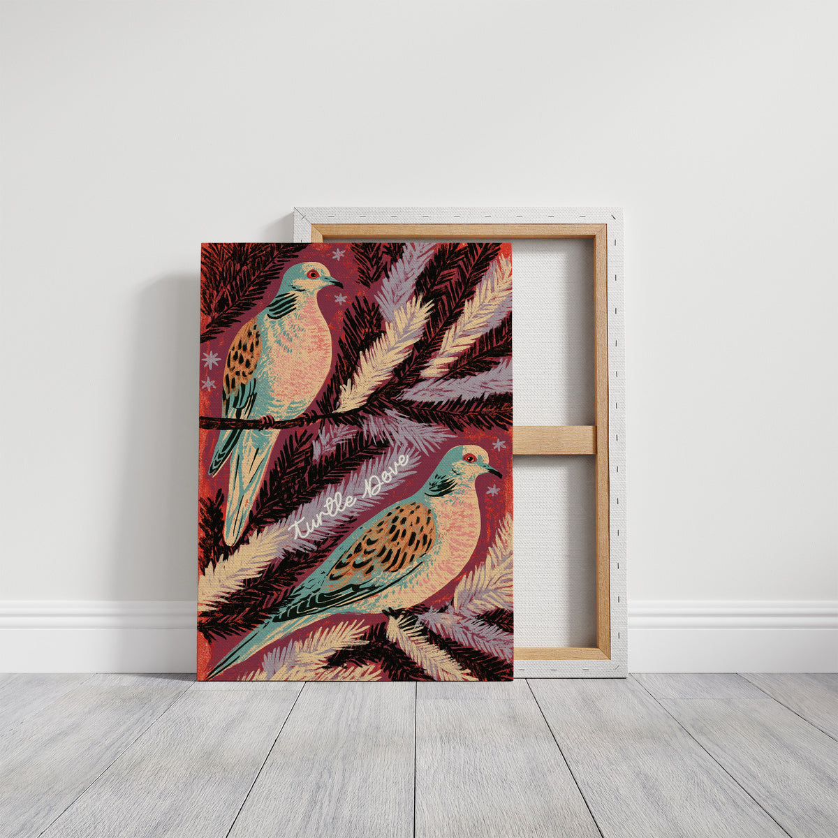 Turtle Doves in Winter Pine