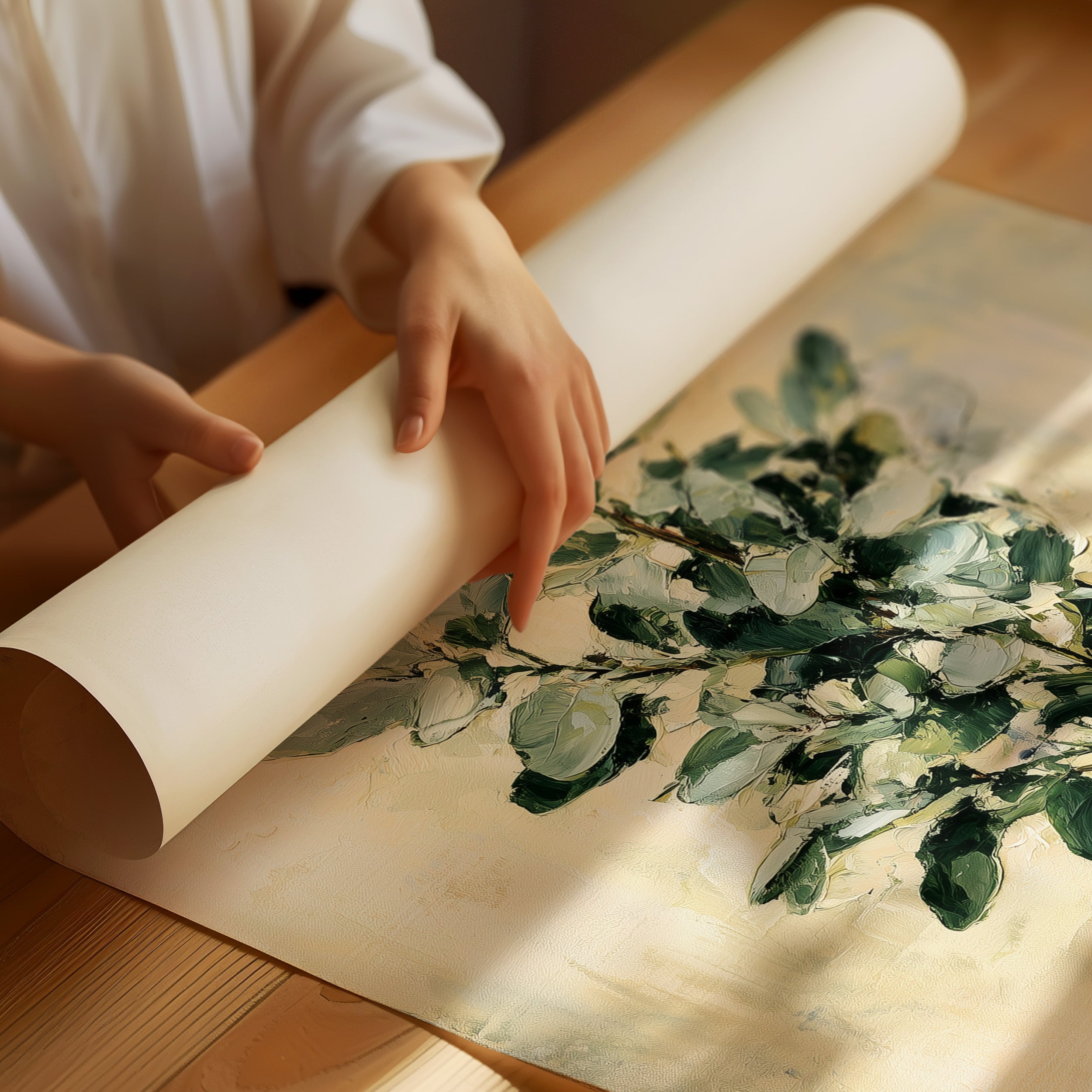 Eucalyptus Sprig on Golden Cream