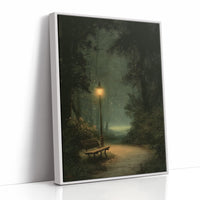 Misty Green Path By Lamplight