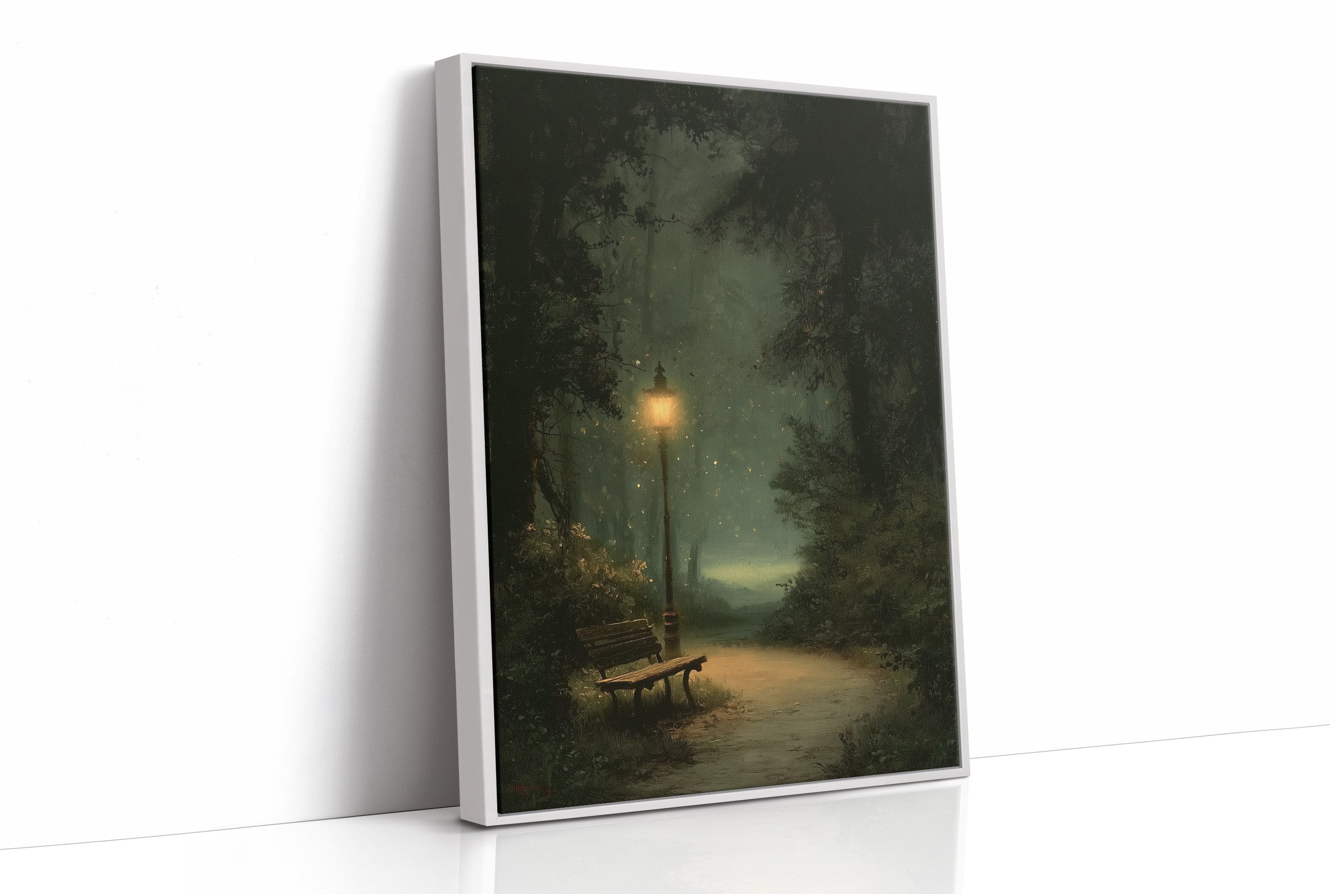 Misty Green Path By Lamplight
