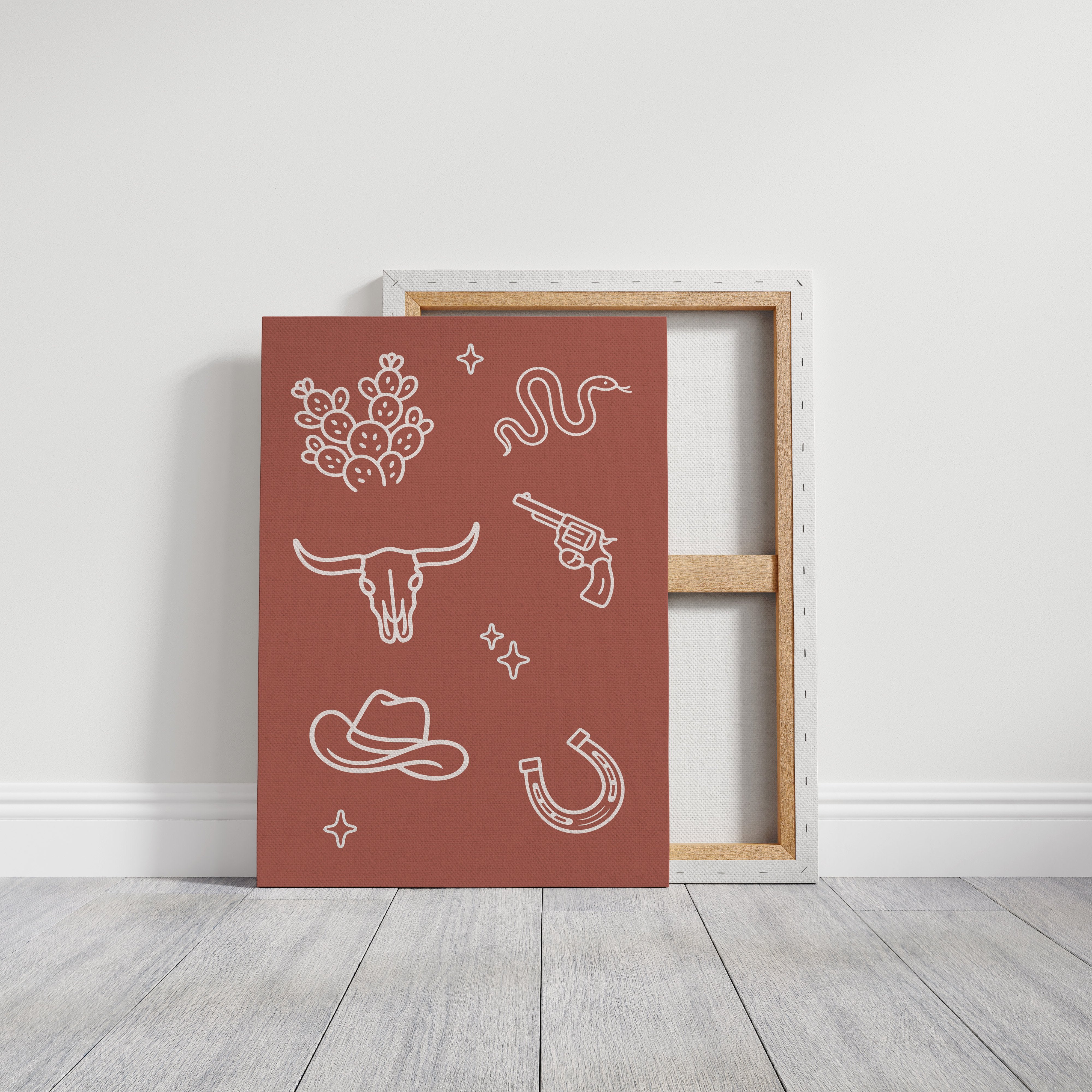 Desert Icons Under Terracotta Sky