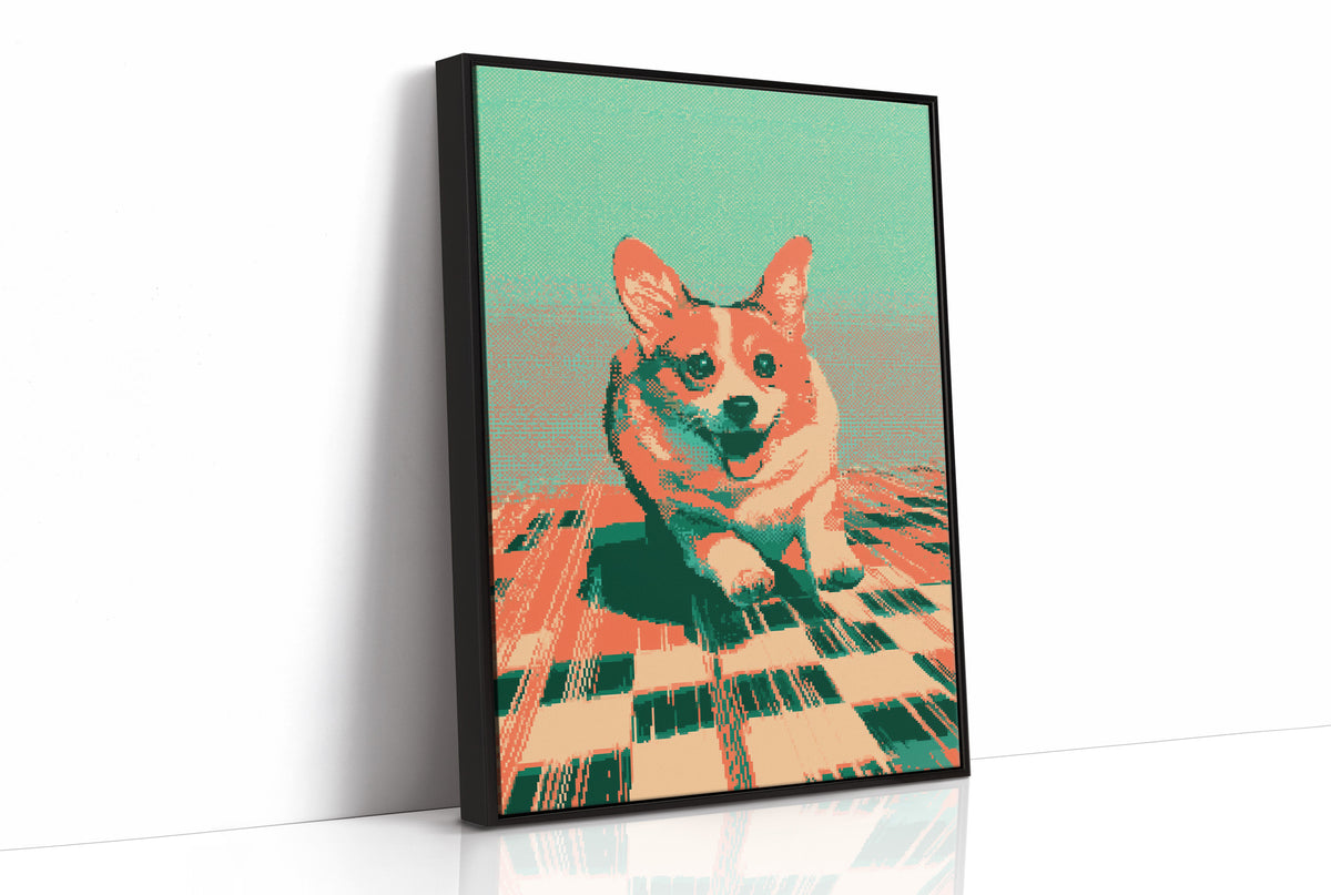Pixelated Corgi Portrait Pop