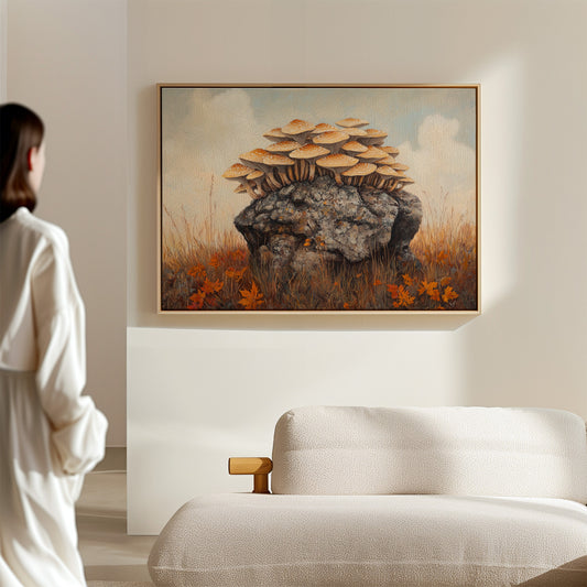Autumn Mushrooms Crown Ancient Stone