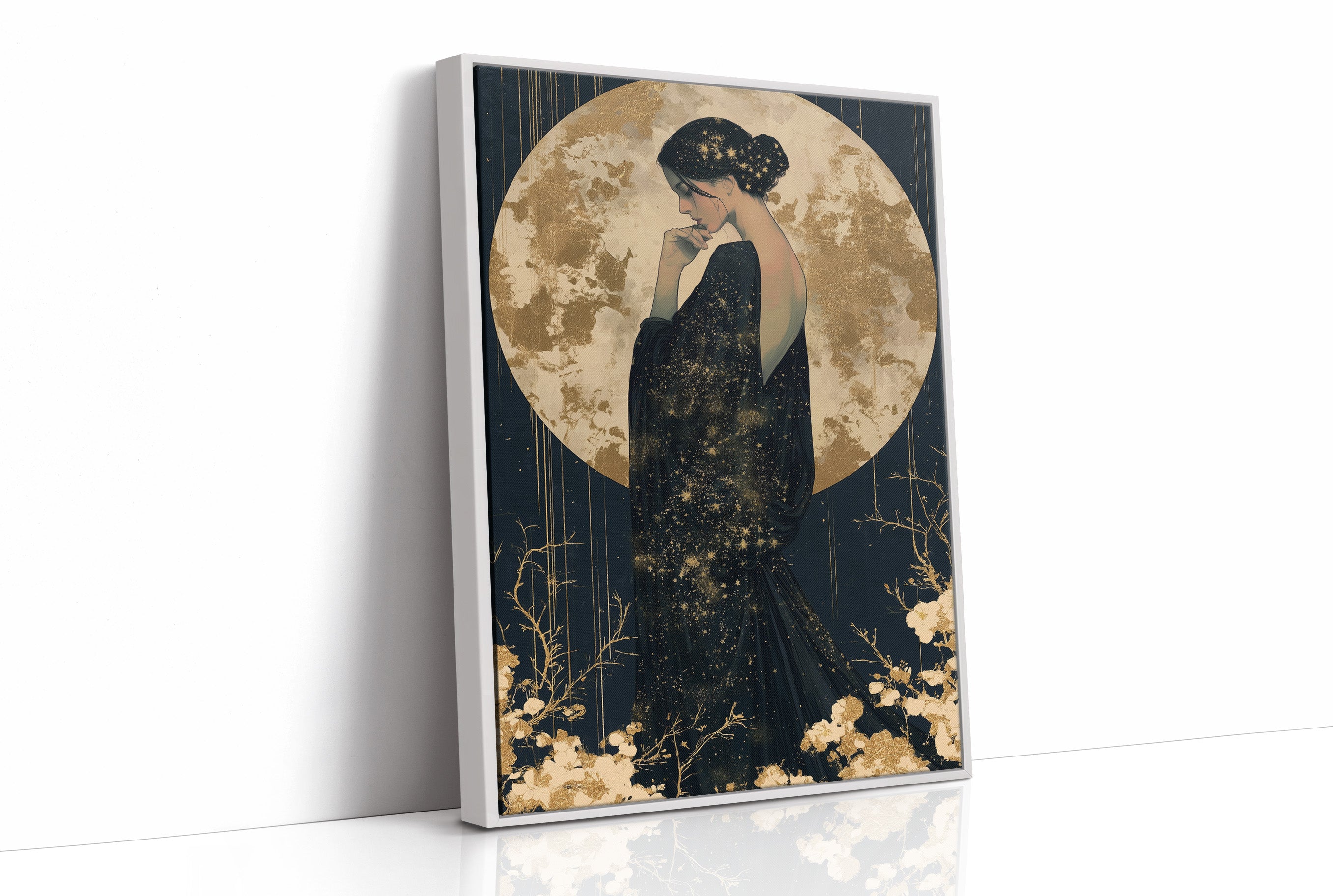Woman Cloaked In Starlight Gown