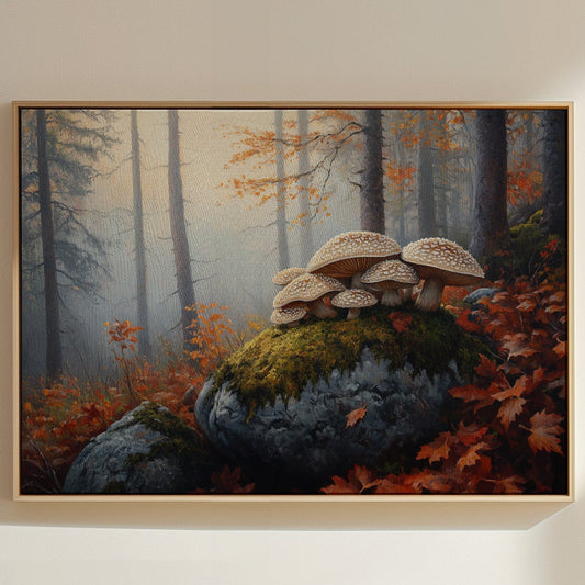 Autumn Mushrooms Dance On Stone