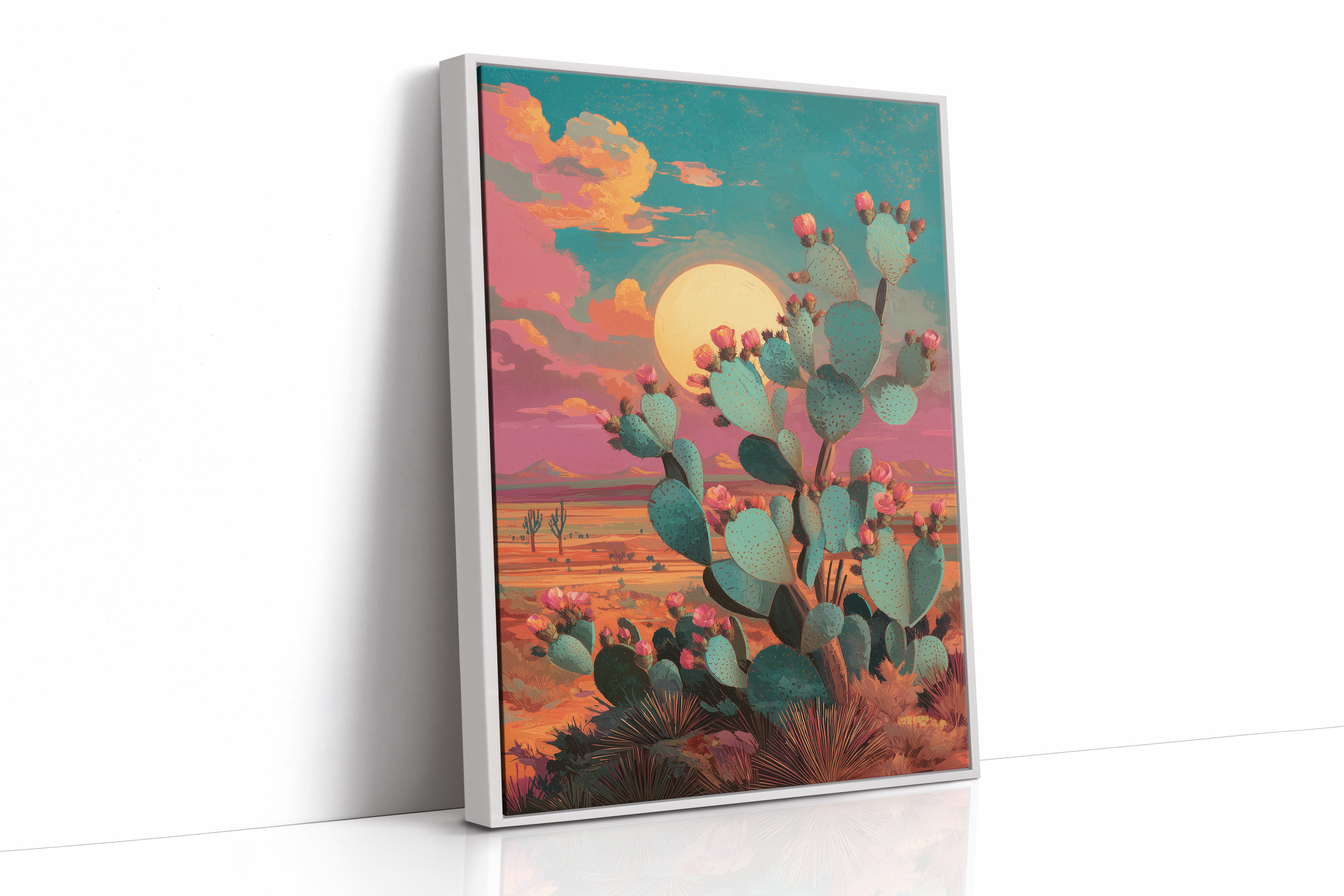 Prickly Pears Chase Desert Moonrise
