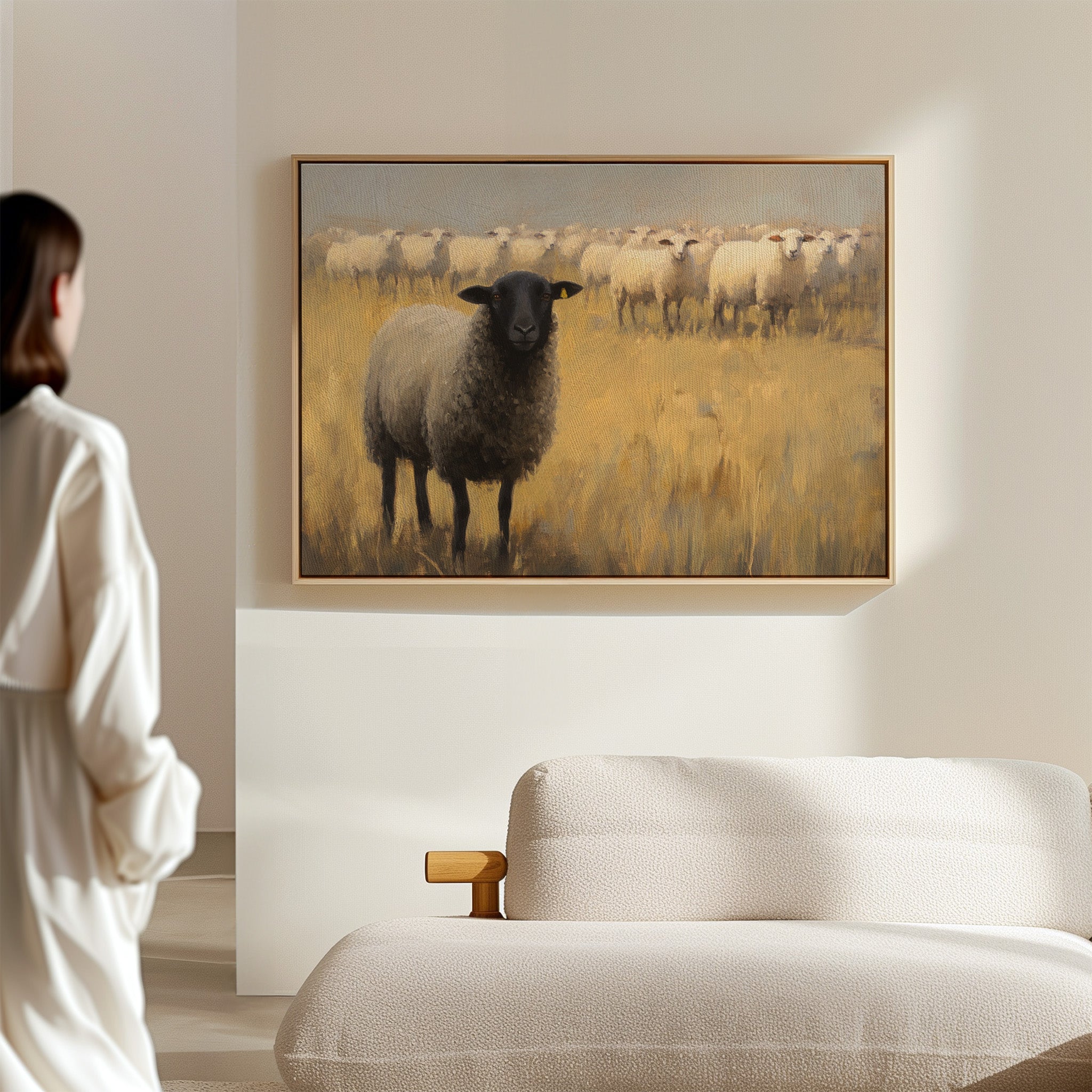 Black Sheep Leads Golden Meadow