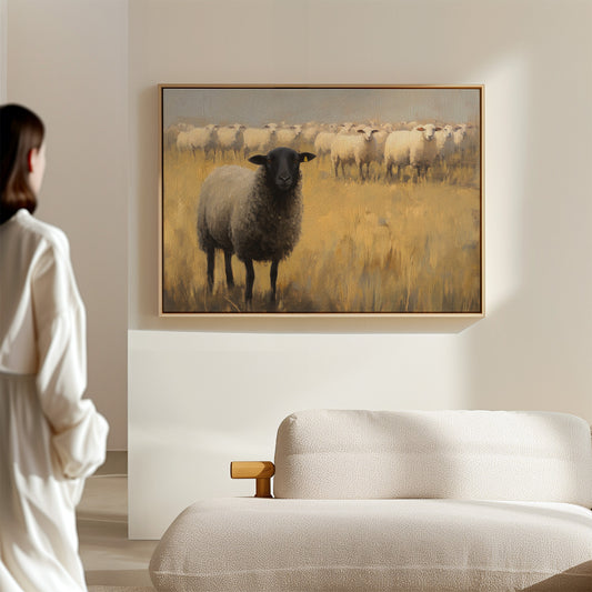 Black Sheep Leads Golden Meadow