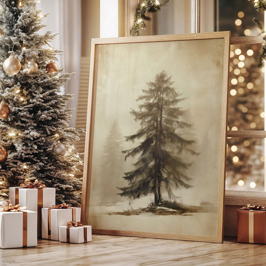 Solitary Pine Holds Winter's Memory