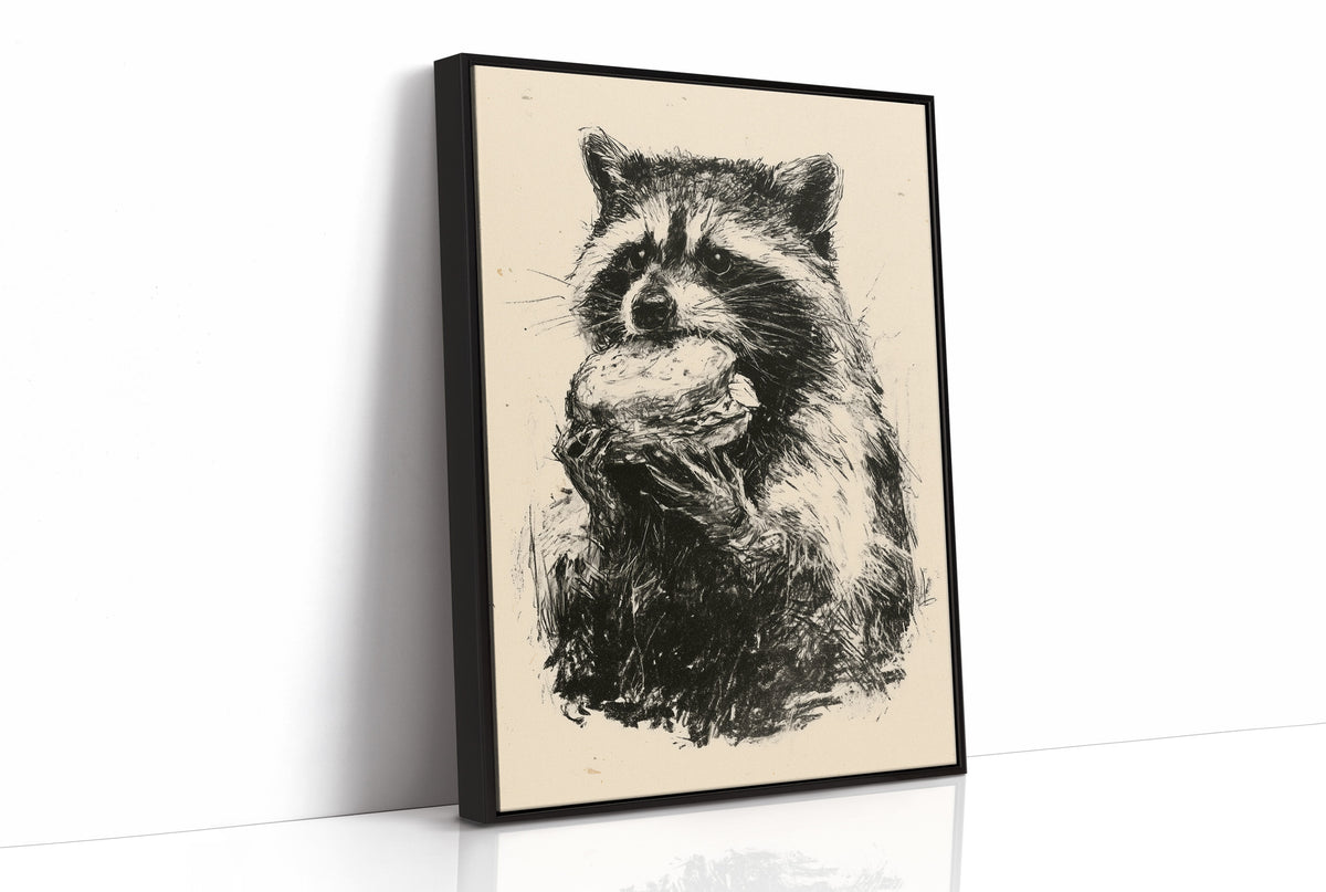 Raccoon With Stolen Snack