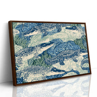 Alligators In Block Print Blue