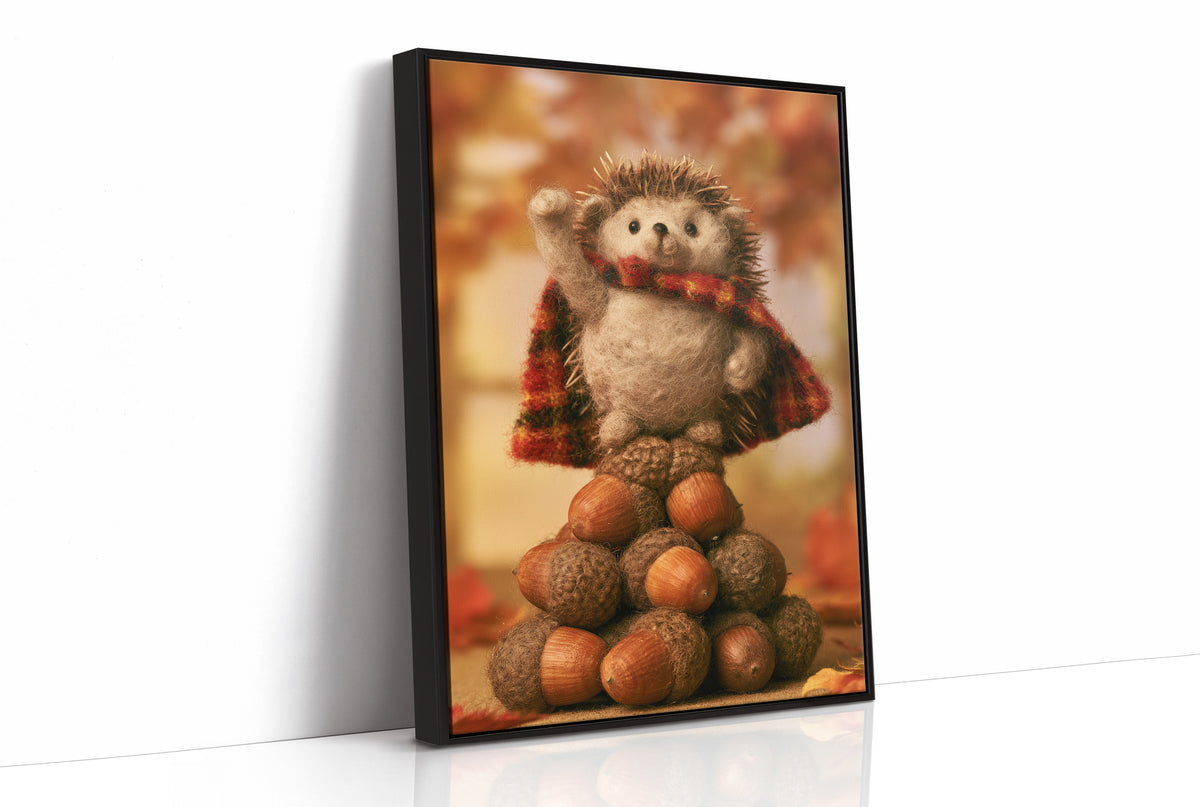 Felted Hedgehog Acorn Champion