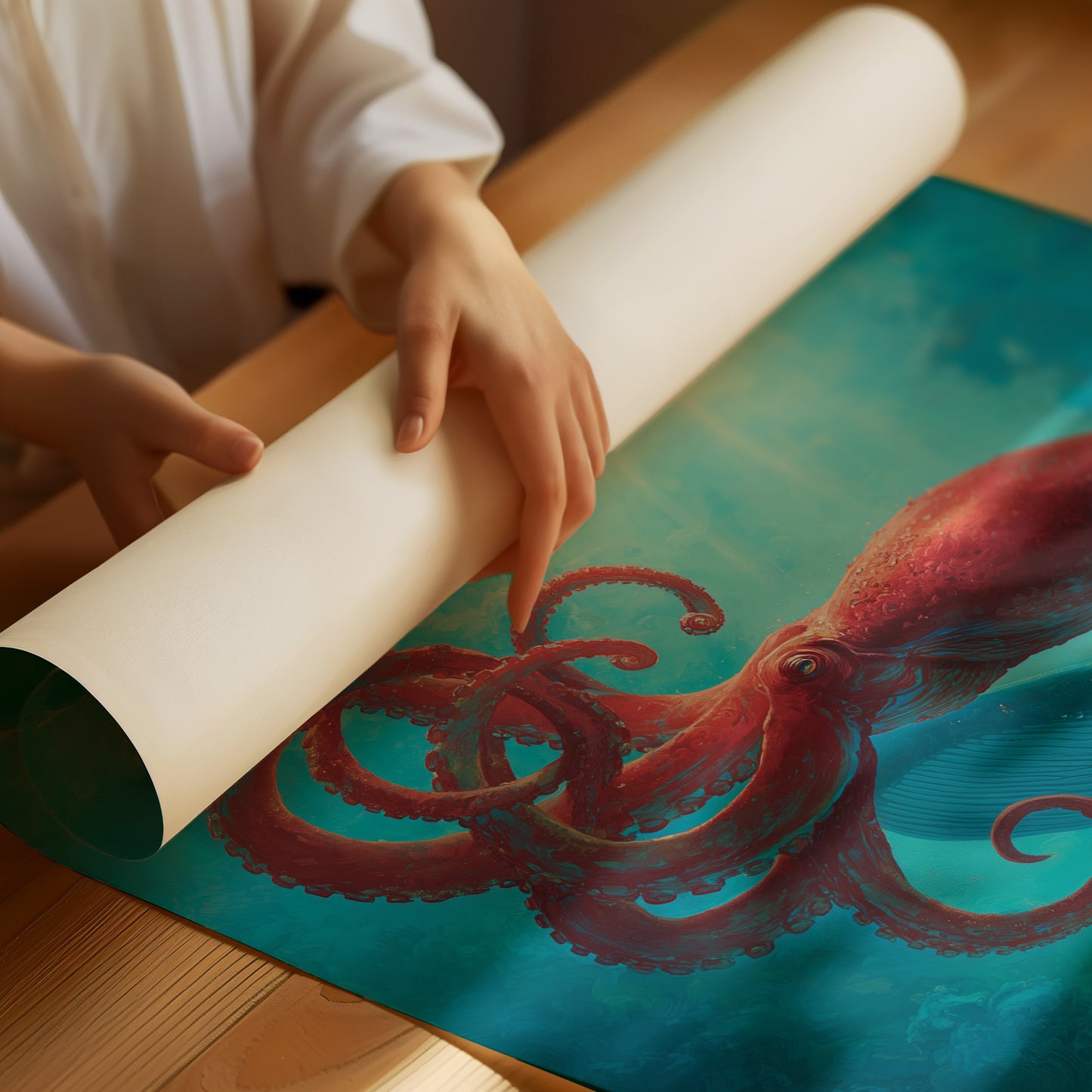 Crimson Tentacles Meet Azure Depths