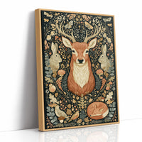 Woodland Tapestry — Dark Folk Art Deer and Forest Creatures
