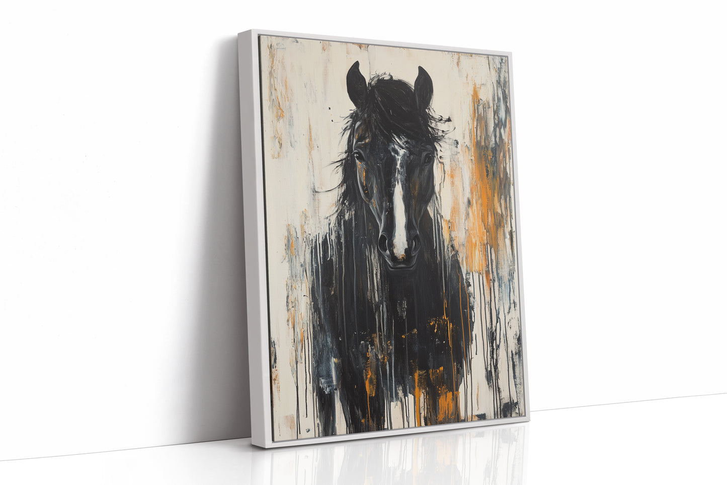 Fierce Stallion in Amber Rain