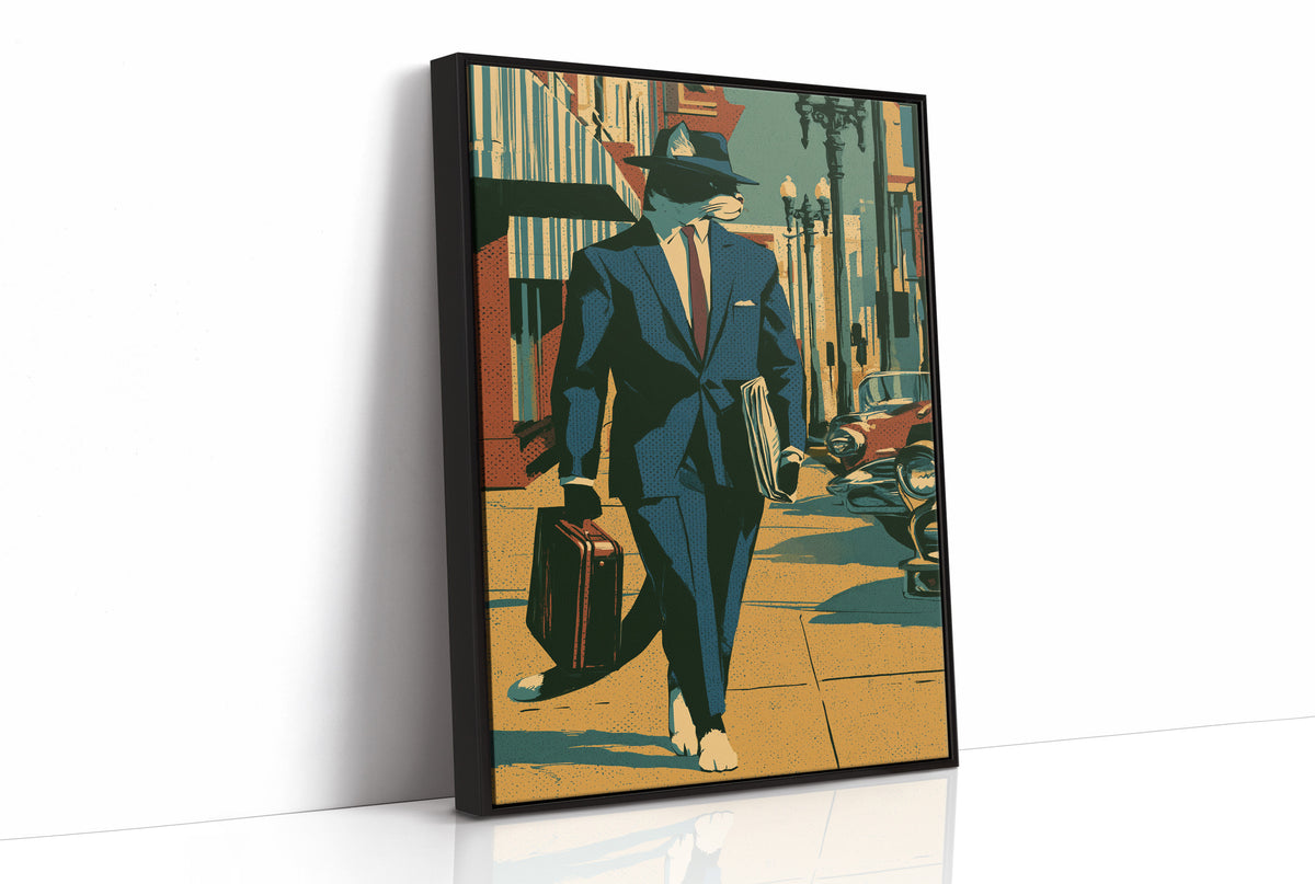 Noir Detective Cat Street Scene