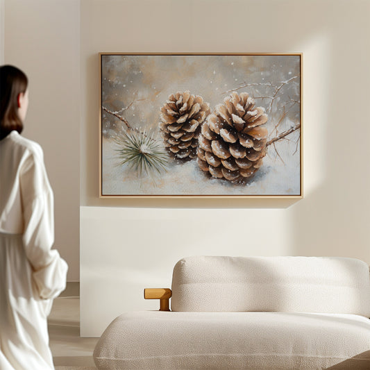Pine Cones Catch December's First Snow