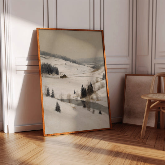 A Cabin Stands Amidst Winter's Embrace