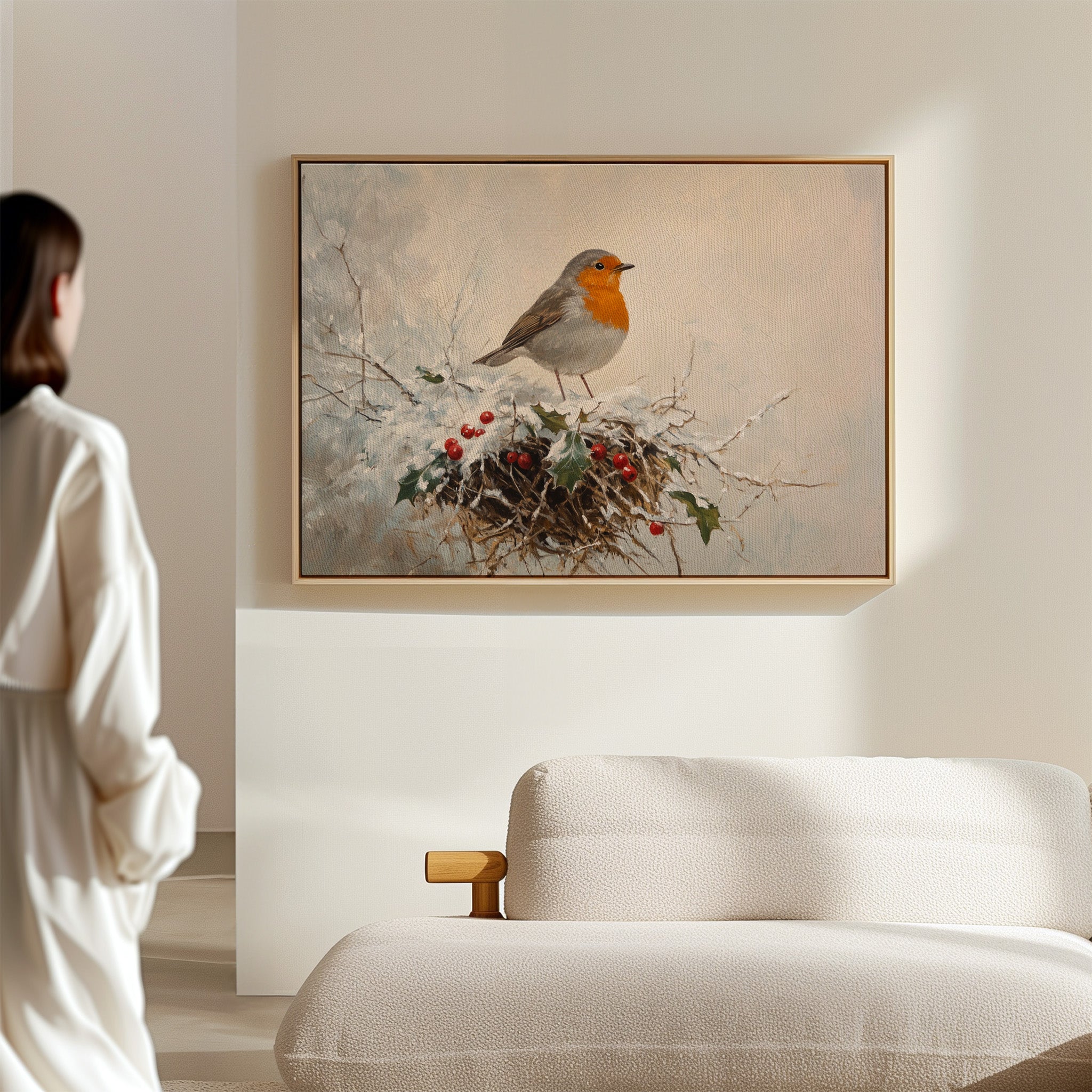 Robin's Winter Song Among Berries