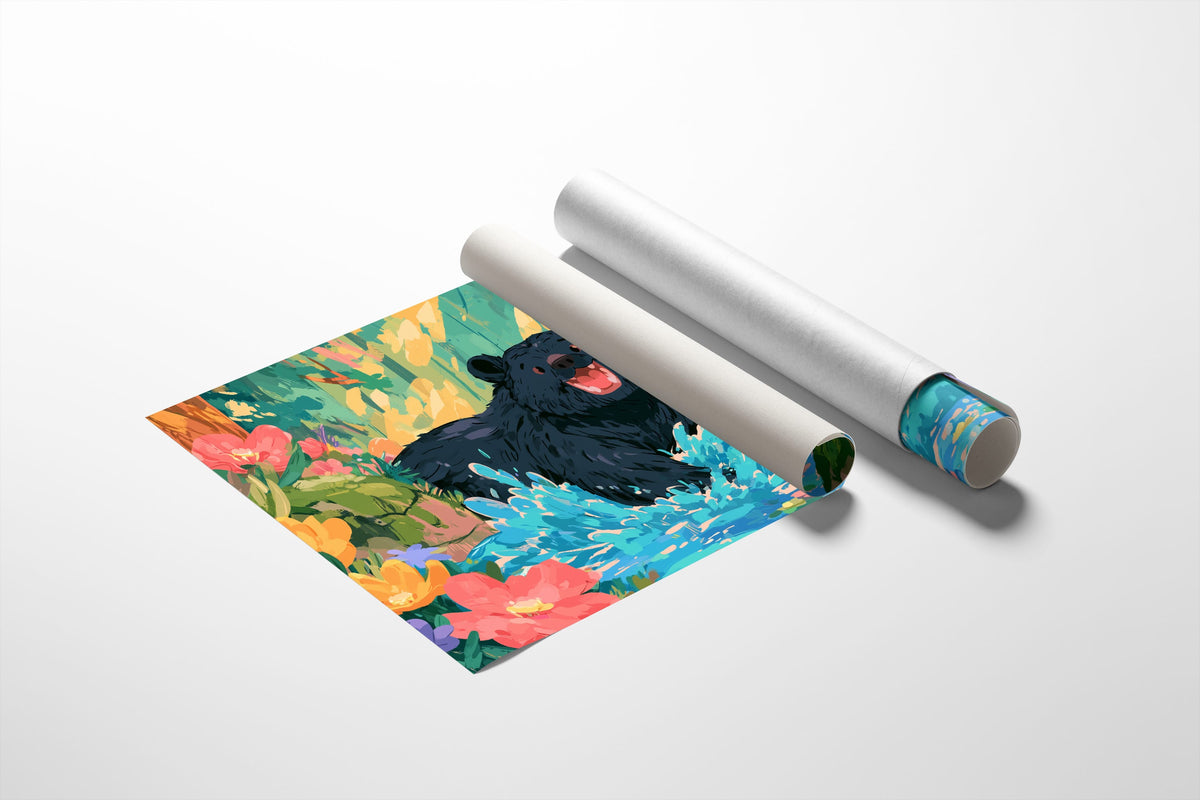 Black Bear Splashes Through Bloom