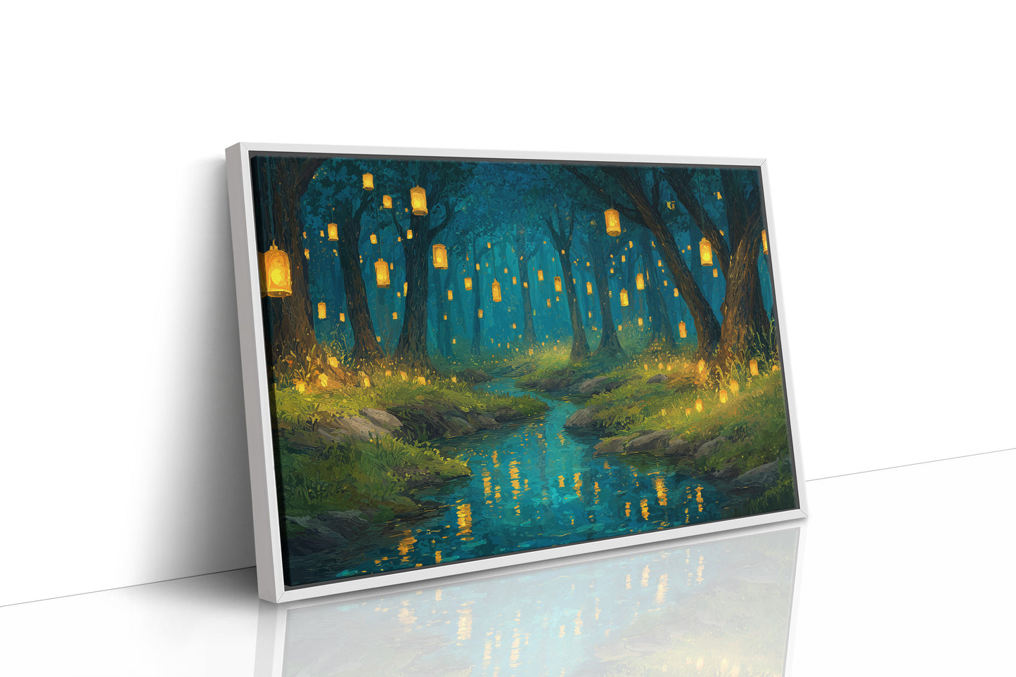Lanterns Float Through Midnight Forest