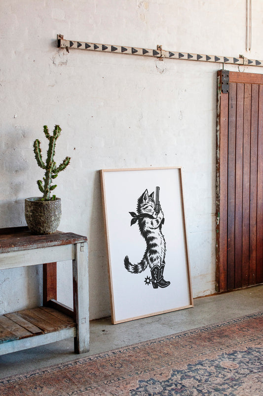 Purrpare for Trouble – Cowboy Cat Sheriff Print