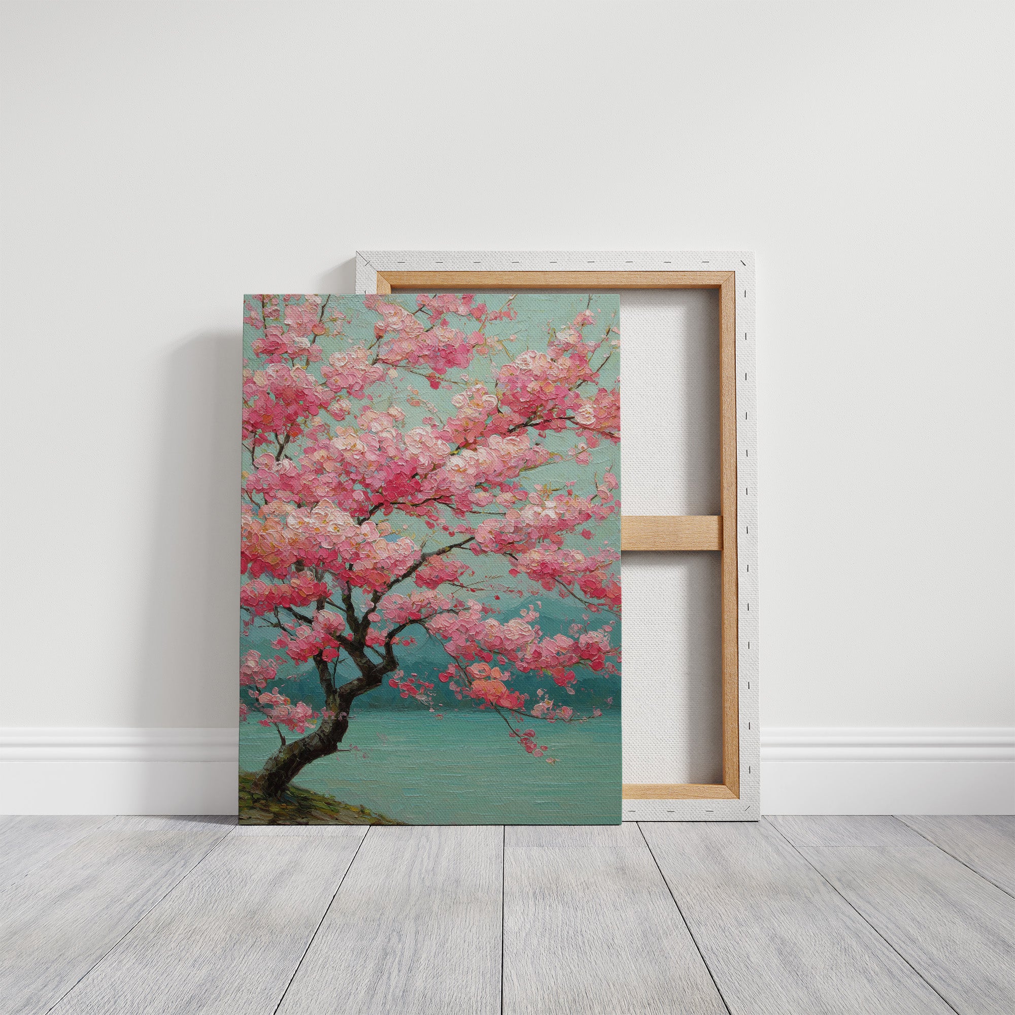 Cherry Blossoms Dance In Turquoise Light