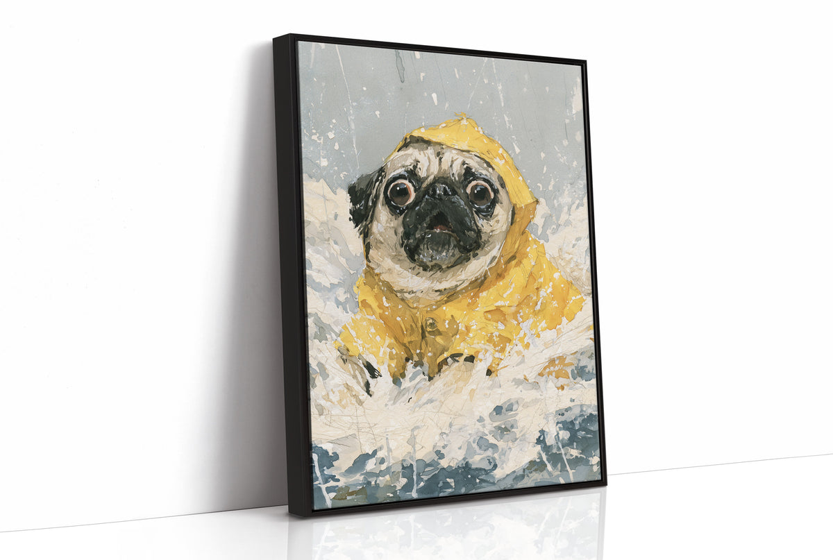 Pug Yellow Raincoat Portrait