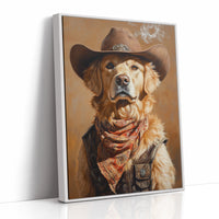 Golden Retriever Gunslinger in a Cowboy Hat