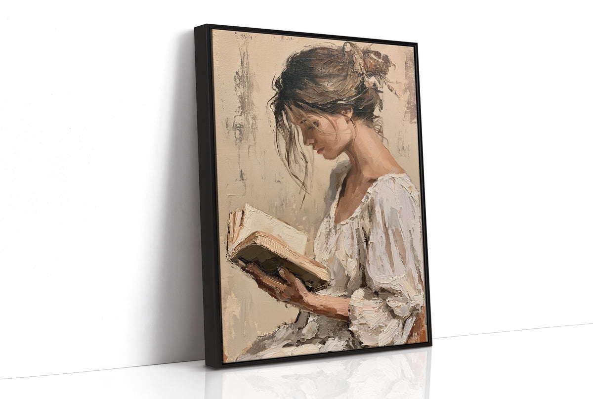 Woman Reading Impasto Portrait