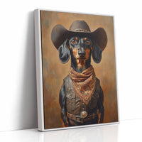 Cowboy Dachshund in Leather and Lace