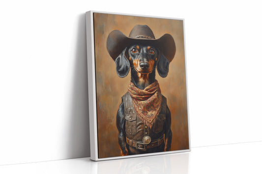 Cowboy Dachshund in Leather and Lace