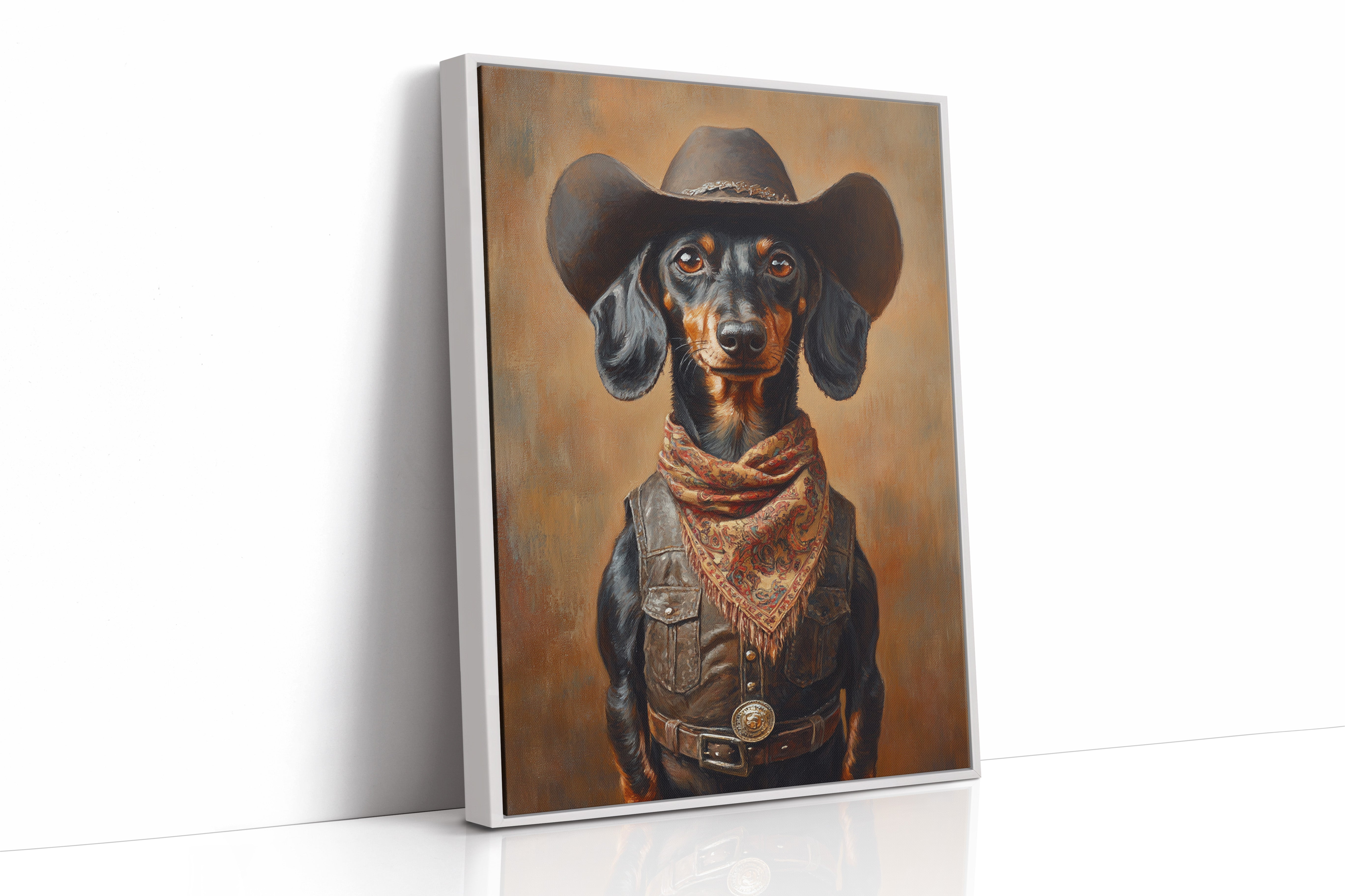 Cowboy Dachshund in Leather and Lace