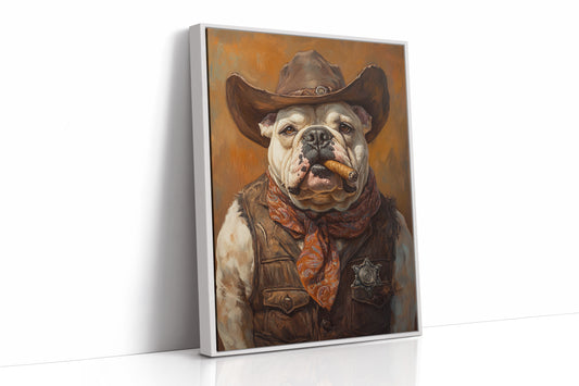 Bulldog Sheriff with a Cigar and Scowl