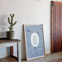 Blue Floral Lantern Quote Print – Slow Down, You’re Doing Fine